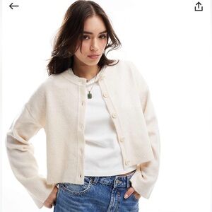 ASOS DESIGN crew neck cardigan in cream
